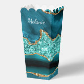 Aquamarin Blue Gold Glitzer Individuelle Name Popc Geschenkschachtel (Rückseite)