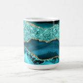 Aquamarin Blue Gold Glitzer Marbella Aqua Türkis T Kaffeetasse (Mittel)