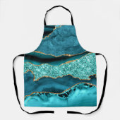 Aquamarin Blue Gold Glitzer Marbella Türkis Schürz Schürze (Vorderseite)