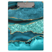Aquamarin Blue Gold Glitzer Marbella Türkis Zwisch Klemmbrett (Vorderseite)