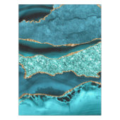 Aquamarin Blue Gold Glitzer Marbella Turquoise Tab Tischdecke (Vorderseite)