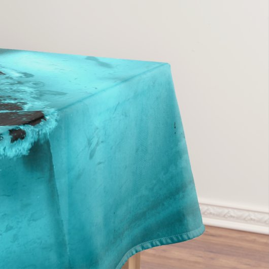 Aquamarin Blue Gold Glitzer Marbella Turquoise Tab Tischdecke (Beispiel)