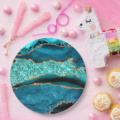 Aquamarin Blue Gold Glitzer Marble Aqua Paper Tell Pappteller (Party)