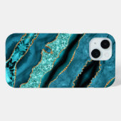 Aquamarin Blue Gold Glitzer Marble iPhone Case (Rückseite (Horizontal))