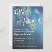 Aquamarin & Blue Gold Glitzer Moderner Fünfzig und Einladung (Vorderseite)