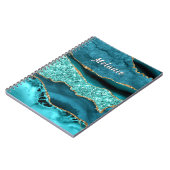 Aquamarin Blue Gold Glitzer Notebook mit Individue Notizblock (Linke Seite)