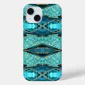 Aquamarin Blue Gold Glitzer Turquoise iPhone Case  (Rückseite)