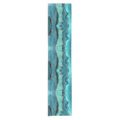 Aquamarin Blue Gold Glitzer Turquoise Table Runner Kurzer Tischläufer (Vorderseite)