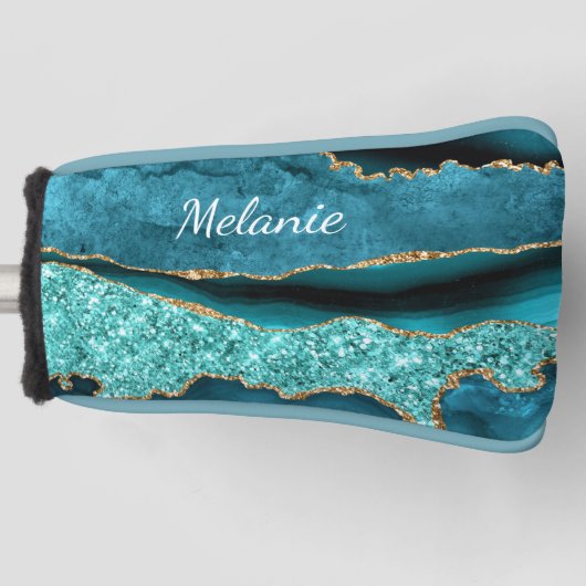 Aquamarin Blue Gold Golf Head Cover mit Individuel Headcover (Vorderseite)