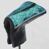 Aquamarin Blue Gold Golf Head Cover mit Individuel Headcover (3/4 Vorderseite)
