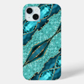 Aquamarin Blue Gold Marble Turquoise iPhone Case (Rückseite)