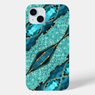 Aquamarin Blue Gold Marble Turquoise iPhone Case