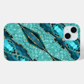 Aquamarin Blue Gold Marble Turquoise iPhone Case (Rückseite (Horizontal))