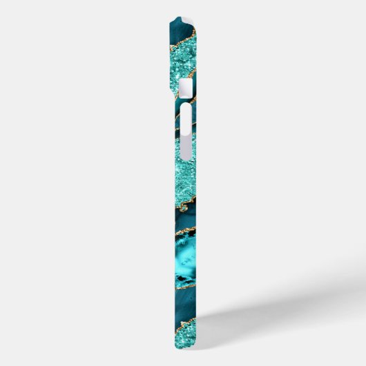 Aquamarin Blue Gold Marble Turquoise iPhone Case (Rückseite / Links)