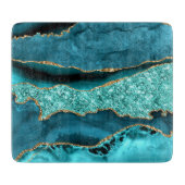 Aquamarin Blue Gold Marmor Aqua Türkis Cutting Boa Schneidebrett (Vorderseite)