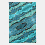 Aquamarin Blue Gold Marmor Aqua Türkis Handtuch (Vertikal)