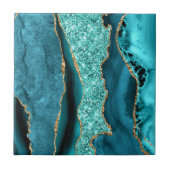 Aquamarin Blue Gold Marmor Aqua Türkis Keramik Til Fliese (Vorderseite)