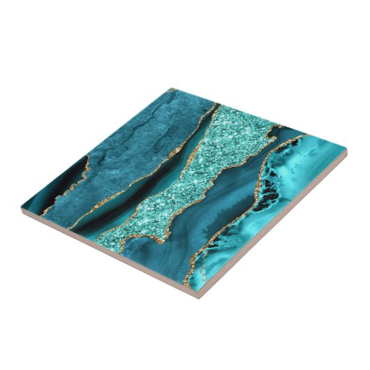 Aquamarin Blue Gold Marmor Aqua Türkis Keramik Til Fliese (Seite)