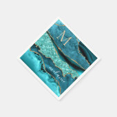 Aquamarin Blue Gold Marmor kundenspezifischer Lett Serviette (Ecke)