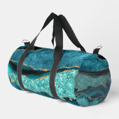 Aquamarin Blue Gold Marmor Türkis Custom Ihr Name Duffle Bag (Rechte Ecke)