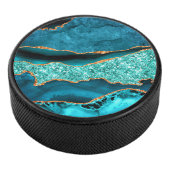 Aquamarin Blue Gold Marmor Türkis Gift Hockey Puck (3/4)