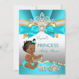 Aquamarin Blue Gold Princess Baby Shower Ethnic Einladung