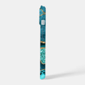 Aquamarin Blue Gold Turquoise Ihr Name iPhone Fall 15 Hülle (Linke Seite)