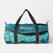 Aquamarin Blue Gold Turquoise Individuelle Name Du Duffle Bag (Vorderseite)