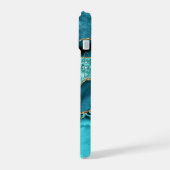 Aquamarin Blue Gold Turquoise Individuelle Name iP iPhone 15 Hülle (Linke Seite)