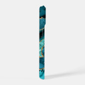 Aquamarin Blue Gold Turquoise Individuelle Name iP iPhone 15 Hülle (Rechte Seite)