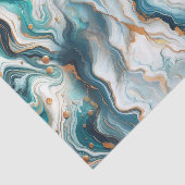 Aquamarin Blue Gold White Modern Marble Agate Wedd Seidenpapier (Ausschnitt)