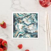 Aquamarin Blue Gold White Modern Marble Agate Wedd Serviette (Beispiel)