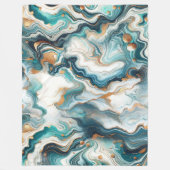Aquamarin Blue Gold White Modern Marbour Agate Fleecedecke (Vorderseite)