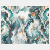 Aquamarin Blue Gold White Modern Marbour Agate Fleecedecke (Vorderseite (Horizontal))