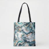 Aquamarin Blue Gold White Modern Marbour Agate Tasche (Vorderseite)