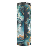 Aquamarin Blue Gold White Modern Marbour Agate Thermosbecher (Rückseite)