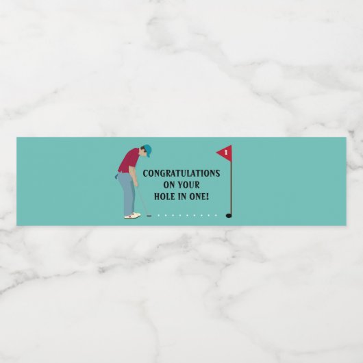 Aquamarin Blue Golfer Putting Ball Themed Wasserflaschenetikett (Einzelnes Label)