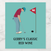 Aquamarin Blue Golfer Putting Ball Weinetikett (Einzelnes Label)
