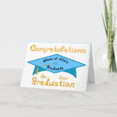 Aquamarin Blue Grad Cap Black Gold Graduate Class Karte (Vorderseite)