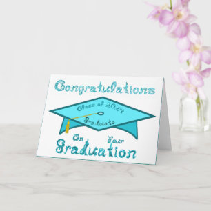 Aquamarin Blue Graduation Cap Graduate Class 2024 Karte