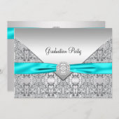 Aquamarin Blue Graduation Party Einladung (Vorne/Hinten)