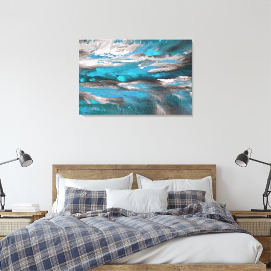 Aquamarin Blue Gray Black Abstrakt Leinwanddruck (Insitu (Schlafzimmer))