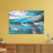 Aquamarin Blue Gray Black Abstrakt Leinwanddruck (Insitu (Wohnzimmer))