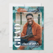 Aquamarin Blue Green Abstrakt Abschluss Ankündigung (Vorderseite)