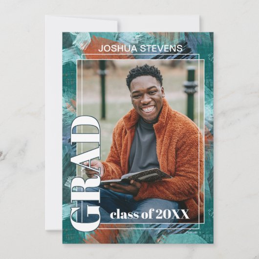 Aquamarin Blue Green Abstrakt Abschluss Ankündigung (Vorderseite)