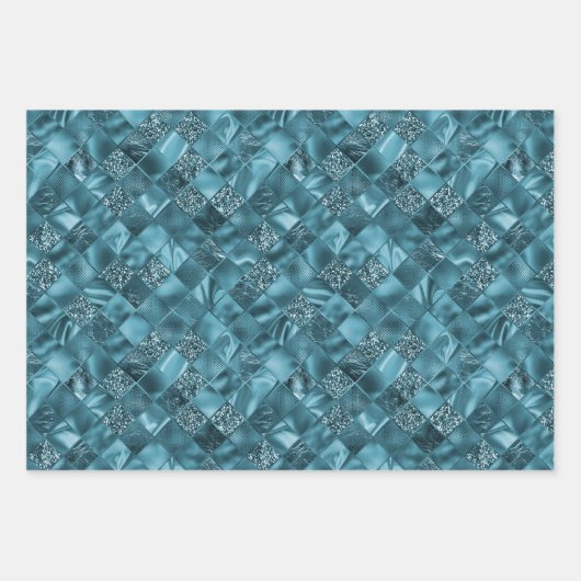 Aquamarin Blue Green Abstrakt Glam Geschenkpapier Set (Vorderseite 2)