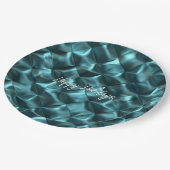 Aquamarin Blue Green Abstrakt Glam Pappteller (Schrägansicht)