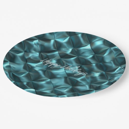 Aquamarin Blue Green Abstrakt Glam Pappteller (Schrägansicht)