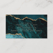 Aquamarin Blue Green Agate Gold Glitzer Luxus Visitenkarte (Rückseite)