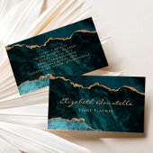 Aquamarin Blue Green Agate Gold Glitzer Luxus Visitenkarte